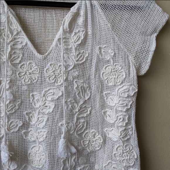 Akemi + Kin Embroidered Floral Tassel Top - Picture 3 of 5